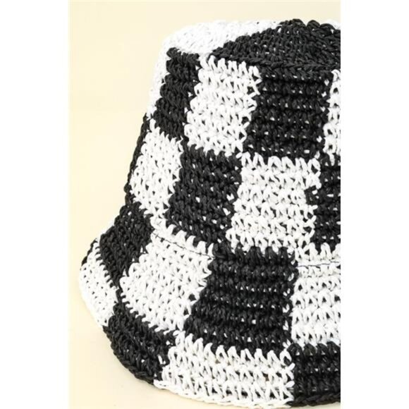 Fame Checkered Pattern Knit Bucket Hat - Picture 4 of 5
